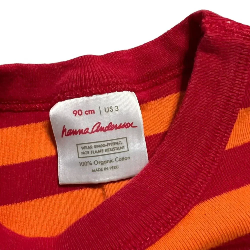 Hanna Andersson Sz 90 (3Y) Red & Orange Striped Short Pajamas